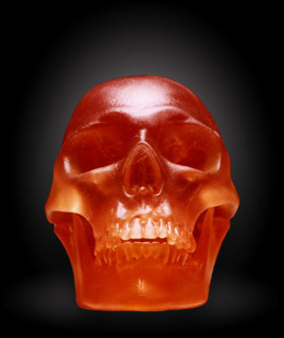 Cast Glass Skull Red